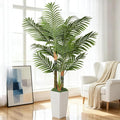 5ft Artificial Palm Tree Indoor Plant，Triple Faux Tropical Areca Floor Plant in Pot，Artificial Plants with Lifelike Leaves for Home Office Decor