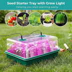 Hanaoyo 96 Cells Seed Starter Tray with Lights, 2 Packs Seed Starter Kit with Humidity Vented Domes and High Lid, Adjustable Brightness Germination Kit for Indoor Greenhouse Seed Starter