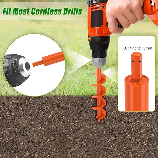 Insaga Auger Drill Bit for Planting, 3.5''x16'' Garden Earth Auger with Self-Tapping Screw, 3MM Heavy Duty Spiral Drill Planting Bit, for Bulbs Flowers Plants Post Hole Digger