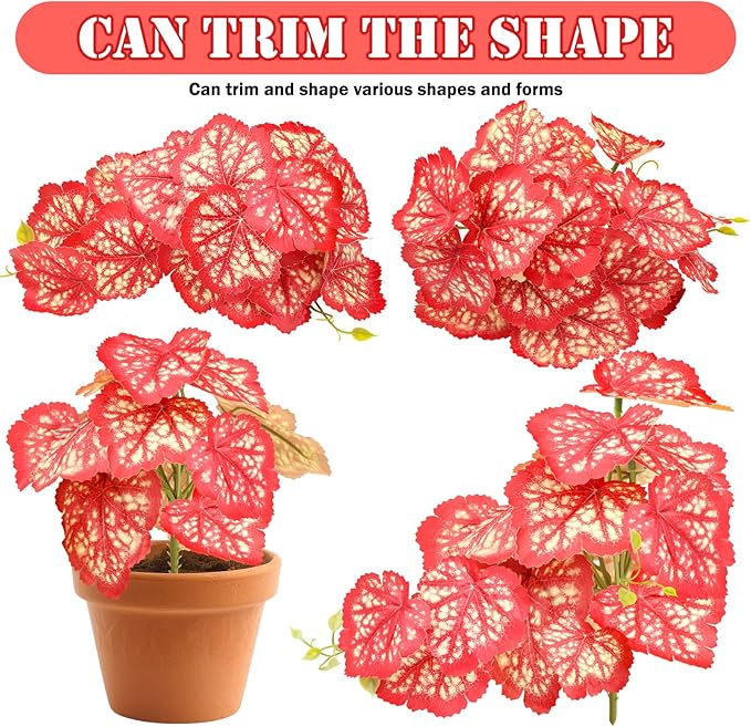 QUOZUO 2 Pack Reptile Plants for Terrarium, Artificial Leaves Habitat Decorations with Suction Cups, Terrarium Hanging Plants Vines for Bearded Dragons Lizards Snake Geckos Frogs - Red