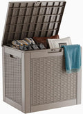 PatioZen 30 Gallon Resin Deck Box, Lockable Patio Outdoor Storage Box for Furniture, Garden Tools and Tools Storage, Waterproof Outside Storage Boxes - Grey