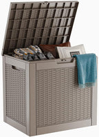 PatioZen 30 Gallon Resin Deck Box, Lockable Patio Outdoor Storage Box for Furniture, Garden Tools and Tools Storage, Waterproof Outside Storage Boxes - Grey