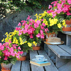 CITYES 4 Pcs Artificial Flowers Outdoor Impatiens UV Resistant Silk Impatiens Flowers Rose Red Faux Flowers Impatiens Bushes Artificial Impatiens for Pot Patio Lawn Garden Hanging Basket Porch Decor