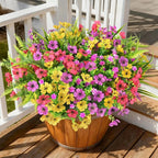 INQCMY Artificial Flowers for Outdoors Faux Plants Fake Flowers Spring Summer Decoration,12 Bundles Faux Silk Colorful Daisy Realistic UV Resistant for Outside Home Planter Window Porch Patio Yard