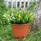 20 Bundles Artificial Plants Outdoor, UV Resistant Fake Flowers, Realistic Faux Lavender Shrubs for Porch Garden Window Box Home Decoration (White Yellow Lightpurple Rosy)