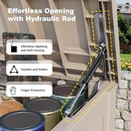 180Gallon Waterproof Outdoor Storage Box, UV Resistant Resin Deck Box with Hydraulic Rod for Reinforced Stability, Perfect for Patio, Garden, and Pool（Grey，180 Gallon）