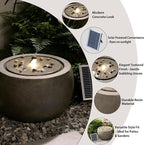 Tankana Solar Water Fountain Outdoor Garden Bubbler Water Feature Fountains Solar Powered with Pebbles for Patio Deck Yard Home Decor Gray, 18 "L x 18" W x 11.5" H