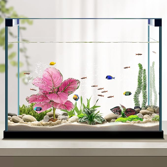 Moonorange Reptile Artificial Plants, Terrarium Plants Decorations Supplies, Aquarium Fish Tank Plants, Amphibian Habitat Hideout Tank Accessories(L Set-3pcs/F)