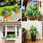 12 Bundles Artificial Plants Outdoor,UV Resistant Fake Greenery Stems with Large Shrubs Faux Plastic Plant for Outside Front Porch Planters Garden Window Box Patio Decor(Pot Not Included)