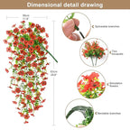 Artificial Hanging Flowers Plants for Outdoor Spring Summer Decoration, 2PCS Faux Silk Daisy UV Resistant Look Real for Outside Home Indoor Planter Porch Garden Yard Decor(Red)