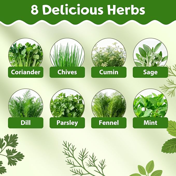 LUOJIBIE 8 Herb Indoor Garden Kit for Beginners, Complete Windowsill Growing Gifts Set, Mothers Day Gifts for Mom Women, Unique Christmas Birthday Gifts for Girls Boys Men Housewarming, Kitchen Decor