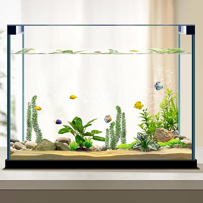 Moonorange Reptile Artificial Plants, Terrarium Plants Decorations Supplies, Aquarium Fish Tank Plant, Amphibian Habitat Hideout Tank Accessories (M Set-2pcs/E)