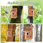 4-Piece Outdoor Bird House Set, Bird Houses for Outside with Metal Guards, Safety Locks, Flight Slots, & Ventilation, Bluebird Houses with 1-1/2" Entrance for Bluebirds, Wrens, Finches