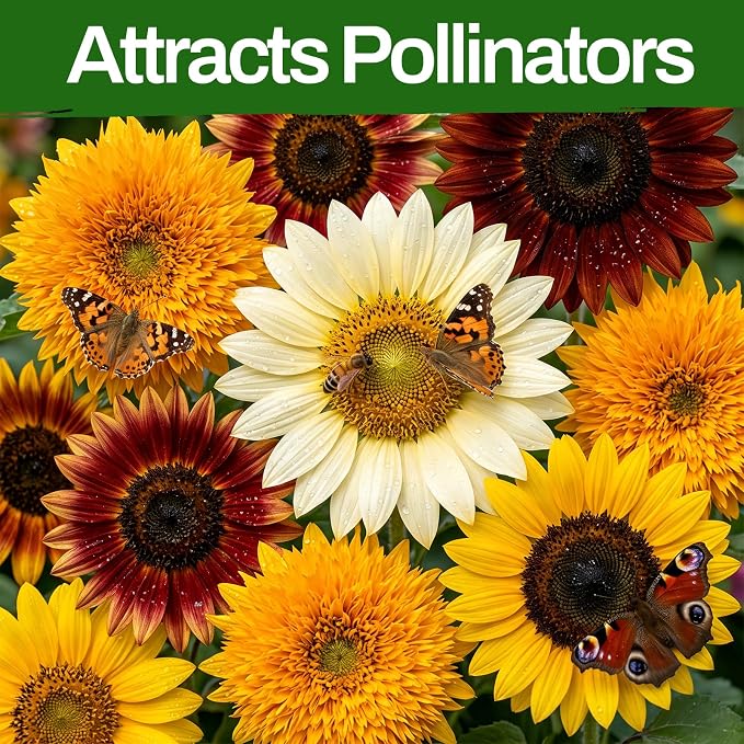LUOJIBIE Sunflower Seeds 5 Varieties Mixed, 1500+ Sunflower Seeds for Planting 2026, High Germination Non-GMO, Wildflower Seeds for Planting Indoor Outdoor, Open Pollinated