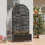 Casaphoria Metal Raised Garden Bed with Trellis and Wheels, 72"x35"x16" Arched Planter Box for Climbing Plants, Vegetables & Vines, Features Drainage Holes and Privacy Screen (Black-Shine)