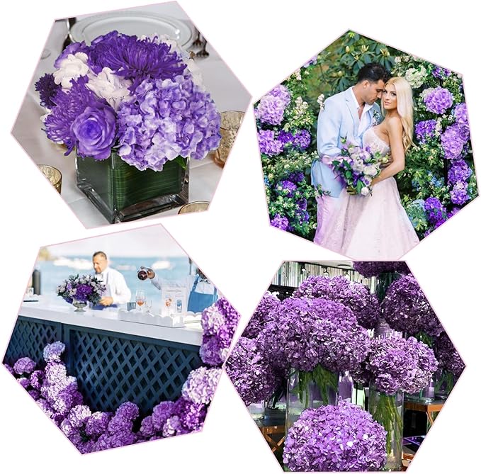 Coferset Purple Hydrangea Artificial Flowers 3pcs Lifelike Faux Hydrangea Real Touch Fake Flowers for Home Wedding Christmas Office Party Living Room Decoration,22inch
