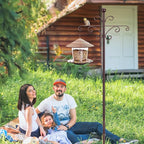 Bird Feeder Pole for Outdoors Heavy Duty Squirrel Proof, 2 Pack 63 Inch Adjustable Tall Shepherds Hooks for Outdoor with 7 Prongs Base, Double Shepherd Hooks (2 Pack Copper, 63 Inch)