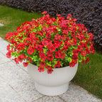Red Artificial Outdoor Flowers 12 Bundles Silk Fake Daisy Plants Outside Realistic Garden Decor for Patio, Yard, and Landscaping (Red Daisy)