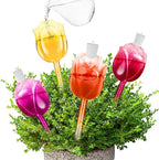 Rose Self Watering Globes for Indoor Plants - 4Pcs Iridescent Glass Plant Watering Devices with 100ML Water Bulbs, Rainbow Plant Watering Insert for Outdoor Flowers