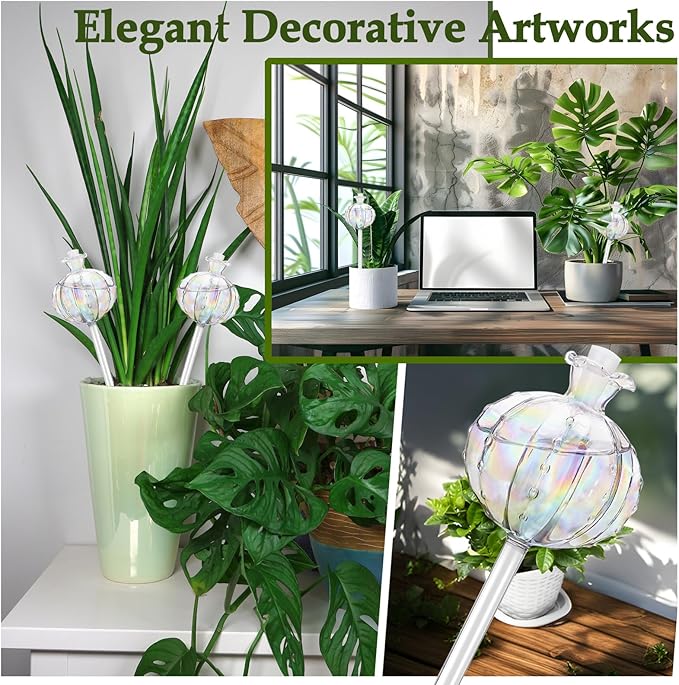 4 Pack Self Watering Planter Insert,Plant Watering Devices Plant Watering Globes for Indoor Plants,Easy Plants Live Houseplants Self Watering Plant Accessories Indoor Items for Plant Lovers - White