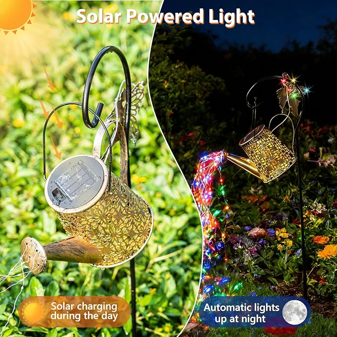 SRNPMIU Solar Watering_Can Light, Solar Outdoor Decorative,Garden Decor Lights for Yard, IP65 Waterproof Hanging Lantern Landscape Lights, Garden Gifts for Mom, Grandma Women Birthday