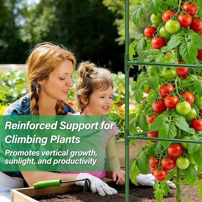 6 Pack Square Tomato Cages for Garden, 60 Inch Adjustable Tomato Stakes, Metal Tomato Trellis, Garden Plant Support for Potted Climbing Plants, Vegetables Flowers Fruits, Raised Garden Bed