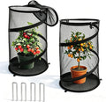 2 Pcs Pop Up Mesh Plant Protectors, 21 x 13 Foldable Garden Cover, Specifically Designed for Outdoor Vegetables, Seedlings & Flowers, Animal Barrier Cloches with Stakes (Black)
