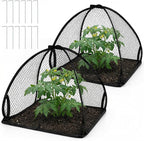 DECOHS 2 Pcs Pop-Up Mesh Plant Cover Tent, 22 x 22 x 22 Inch Garden Net Cage Guard Cover, Plant Protector Enclosure with 12 Ground Stakes for Protecting Plants Vegetable Fruit from Birds Insects