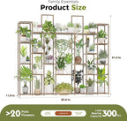 Bamworld Plant Shelf Indoor 30 Pots Large Plant Shelf Wide Tall Outdoor Plant Holder Wood for Multiple Plants Plant Rack for Living Room Garden Balcony Flower