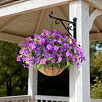 Artificial Impatiens Flowers for Outdoors, 6 Bundles Silk Fake Flowers for Spring Summer Decoration, UV Resistant Faux Plants Plastic Bouquet for Home Planter Porch Patio Yard Decor(Double Purple)