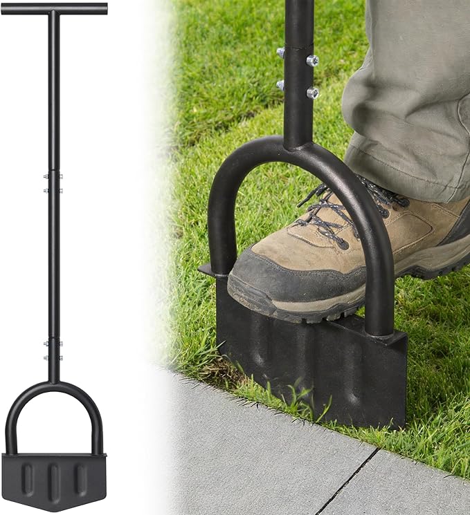 Edger Lawn Tool, 41.8” Manual Lawn Edger Tool with Ergonomic T-Grip & Wide Footplate, Metal Half Moon Grass Edgers for Garden Yard Landscaping Maintenance