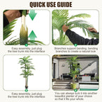 8.5ft Artificial Golden Cane Palm Tree - Large Triple Fake Palm Tree in Pot for Indoor/Outdoor, Patio, Pool, Big House, Office, Backyard, Home Decor - Green, Extra Tall