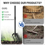 Garden Hoe Stirrup Hoe Weeding Tools, 2-in-1 Garden Hoe for Weeding with 76.8" Adjustable Handle, Heavy Duty Gardening Tools with 12 Tines for Weeding, Loosening, Digging and Cultivation
