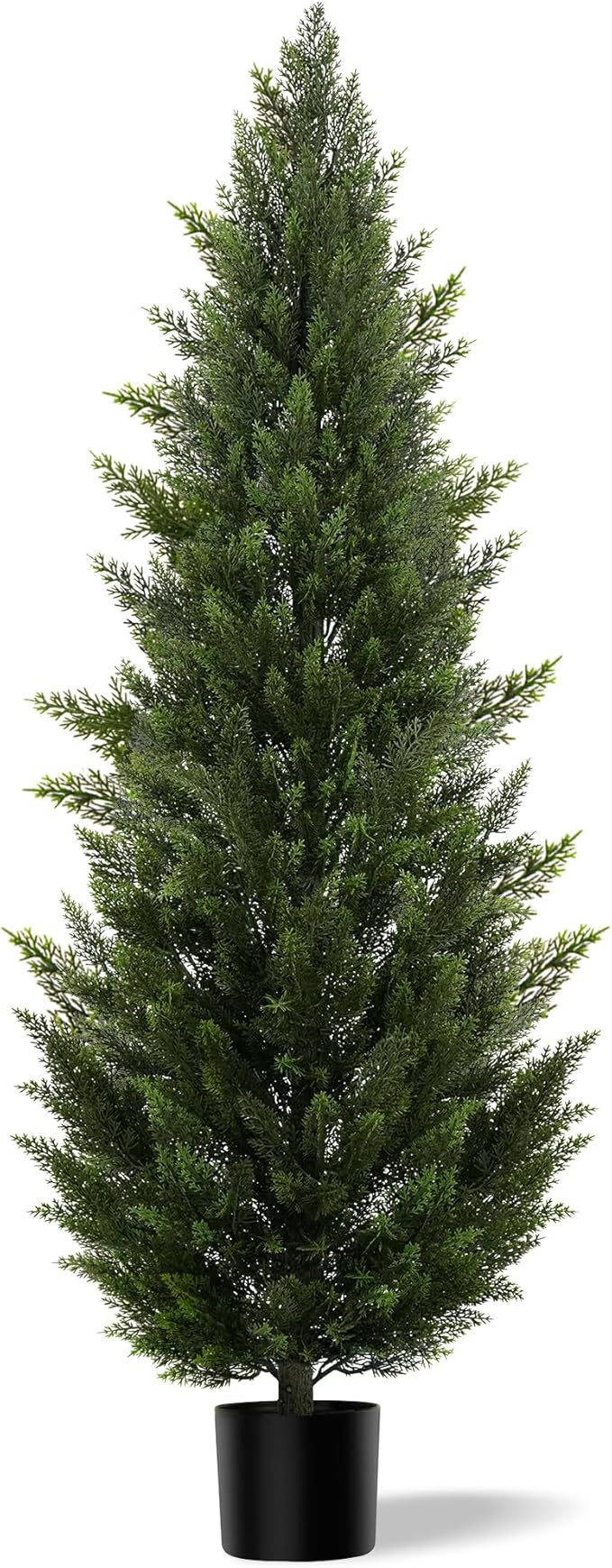 Outdoor Artificial Cedar Topiary Tree, Faux Evergreen Shrubs for Front Porch Decor, Lifelike Fake Bushes Plants for Home Living Room Front Door Decor (1, 6ft)