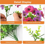 Artificial Hanging Flowers for Outdoors, 2 Pcs Fake Hanging Plant for Spring Summer Decoration, UV Resistant No Fade Faux Silk Daisy Flower for Planter Porch Patio Yard Garden Decor(Light Purple Red)