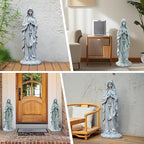 VChymm Virgin Mary Praying Statue 31.49 Inch Tall Outdoor Garden Religious Garden Outdoor Yard Patio Deck Home Entryway Hallway Sculpture Magnesium Oxide Stone （Grey Virgin）