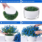 HyeFlora Artificial Fake Hanging Plants Flowers Basket for Outdoor Outside Decoration, Faux Silk Blue Daisy UV Resistant Look Real for Porch Patio Balcony Home Yard