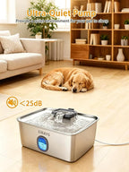 SIBAYS 4Gal/15L Large Dog Water Fountain, Stainless Steel Pet Fountain with Water Window & LED Light, Ultra Quiet Automatic Dog Water Bowl Dispenser for Large Dogs & Multi-pet, Easy to Clean FS76