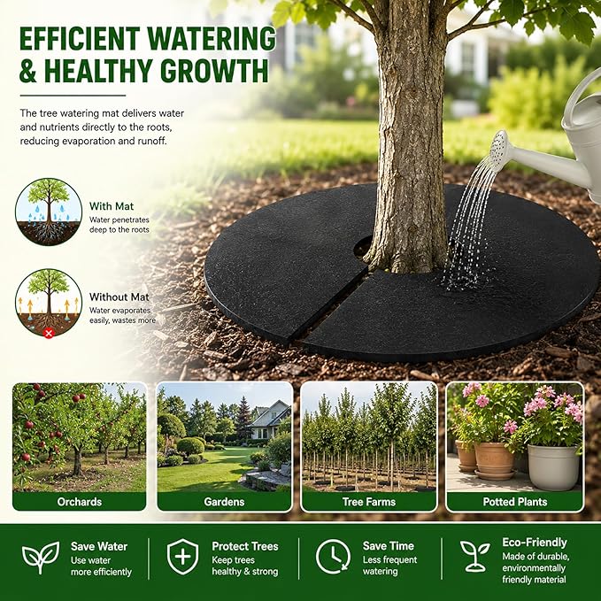 12 Pack 28 Inch Tree Mulch Rings, Non-Woven Weed Barrier Protector Circles, Round Plant Root Mat for Moisture Retention & Easy Installation