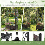 Giantex Planter Boxes with Arch Trellis, 5FT Self-Watering Tall Raised Garden Bed w/Wheels, Hanging Roof & Drainage Holes, Outdoor Indoor Tomato Planter for Climbing Vines Vegetables (60"x16"x58")