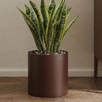 Metal Plant Pot with Drainage Hole,Mid Century Modern 7 inch Round Pot Indoor Outdoor Planters Gift for Decorative Pots of Tabletop Living Room Bedroom Coffee
