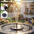 AISITIN 2.5W Solar Bird Bath Fountain Pump, Solar Fountain for Bird Bath with 6 Nozzles, 6.7" Solar Powered Water Pump for Garden, Ponds, Pool, Fish Tank, Aquarium and Outdoor