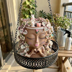 Face Planter Pot with Heart Hands, Resin Head Planter for Indoor Plants, Cute Succulent Pots with Drainage Hole, Gardening Gifts for Women Mom Teacher, 7.3" Home Decor (Brown)