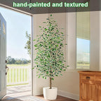 Bailikang 6FT Artificial Ficus Trees Indoor Faux Trees Indoor Fake Floor Plants Tall Artificial Tree with White Pot Faux Tree Fake Indoor Tree Silk Plants Artificial Trees for Home Decor Indoor