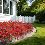 24 Bundles Artificial Flowers for Outdoors Fake Silk Flowers UV Resistant Faux Plants Eucalyptus for Spring Summer Decoration Planters Table Vase Garden Yard Porch Window Home Decor, Red