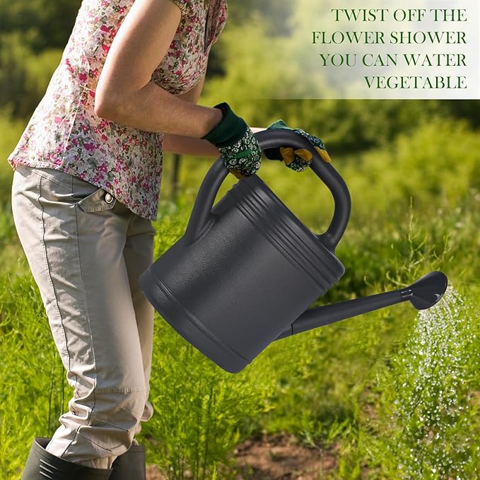 2 Gallon Watering Can for Indoor Plants, Garden Watering Cans for Outdoor Plant House Flower, Modern Plant Watering Can Large Long Spout with Sprinkler Head
