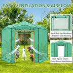 EAGLE PEAK 8.5x8.5 Portable Walk in Greenhouse, Pop Up Indoor Outdoor Greenhouse, Green House Kit with Zippered Roll-Up Doors and Windows, Hexagon Design, PE Cover, Clear/Green