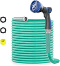 SPECILITE 25ft 304 Stainless Steel Garden Hose Metal, Heavy Duty Water Pipe with Nozzles for Yard, Outdoor - Flexible, Never Kink & Tangle, Puncture Resistant (Aqua)