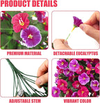 Artificial Fake Hanging Flowers Plants for Outdoor Outside Spring Summer Decoration 4PCS Faux Silk UV Resistant Realistic Morning Glory Trailing Vines for Home Porch Patio Balcony(Rose red & Magenta)