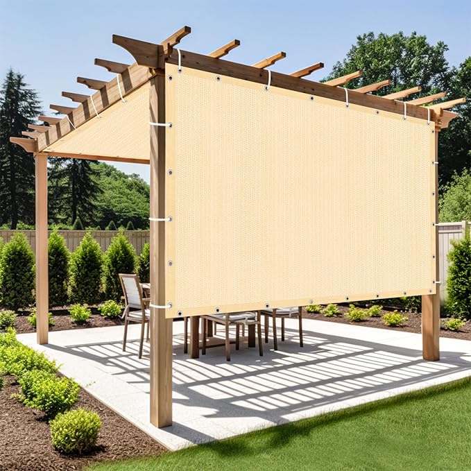Shade&Beyond Customized Size 90% Sun Shade Cloth with Grommets, 6' X 24' Pergola Shade Cover Canopy, Mesh Tarp Sun Screens for Patio, Outdoor, Garden, Backyard GN01, Wheat